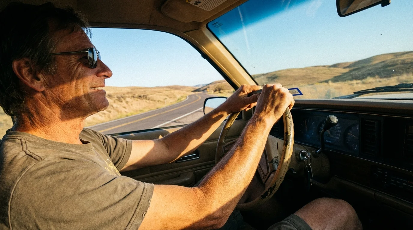 A happy driver enjoying a smooth ride and better fuel economy.